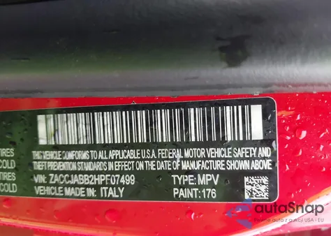 2017 Jeep Renegade Latitude Fwd from USA, damaged, VIN ZACCJABB2HPF07499